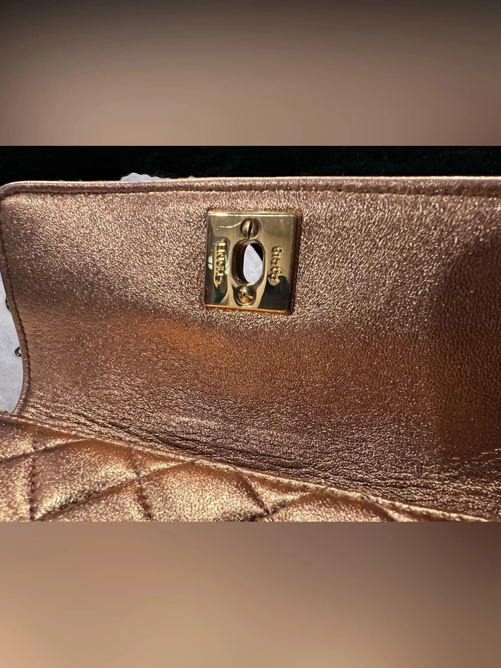 CHANEL Metallic Gold Quilted Mini Shoulder Bag